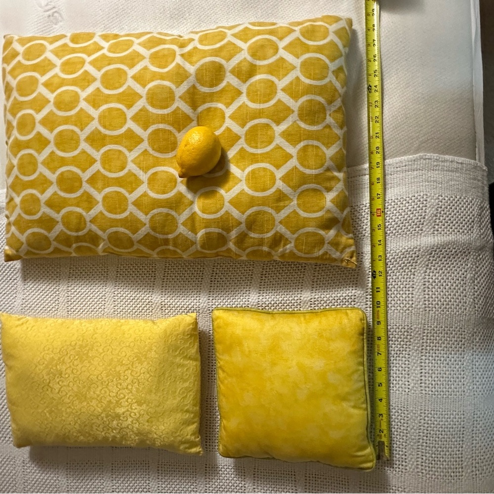 Yellow Patterned and Solid Throw Pillows